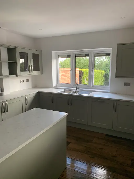 Renovated grey shaker kitchen with island unit, Bexley